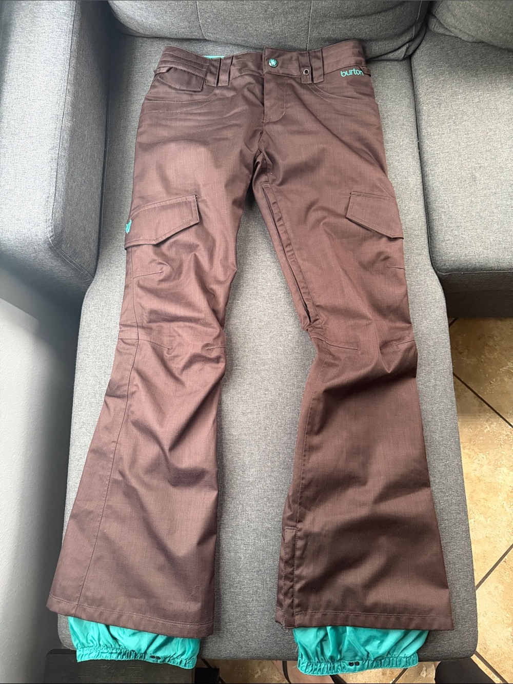 Burton The White Collection Shaun White DRYRIDE Snowboard Pants Brown Teal XS